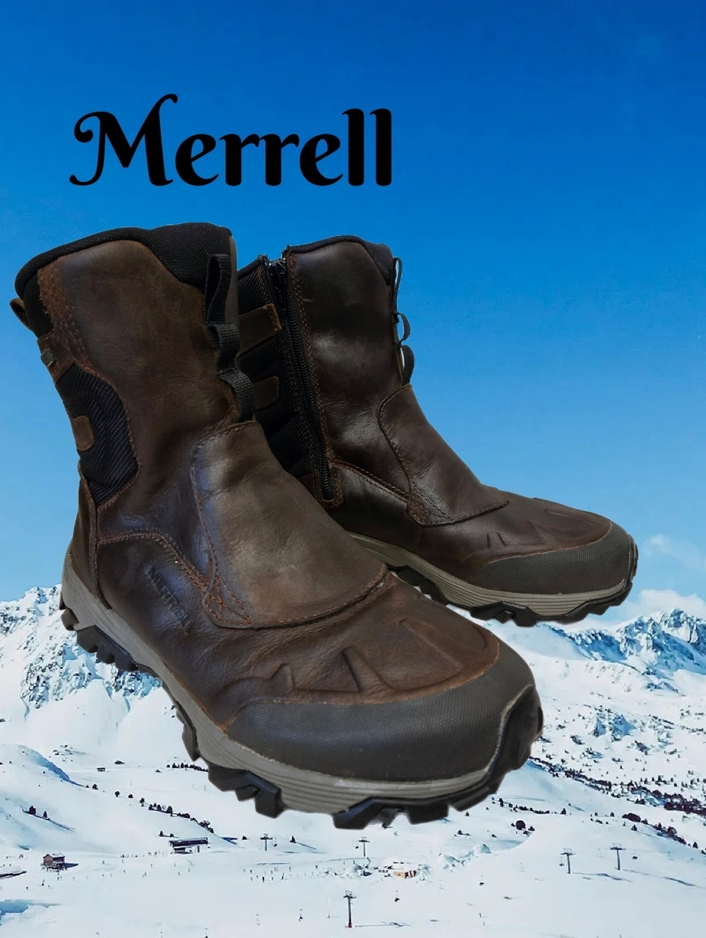 Merrell Men's Sz 8 Waterproof 200 Gram Insulation Brown Nubuck Winter Boots